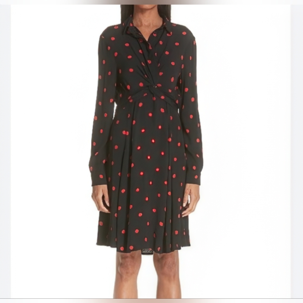 Ganni Black and Red Polka Dot Dress